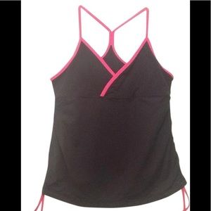Lululemon Black & Hot Pink Power Y Activewear Tank Top size 4